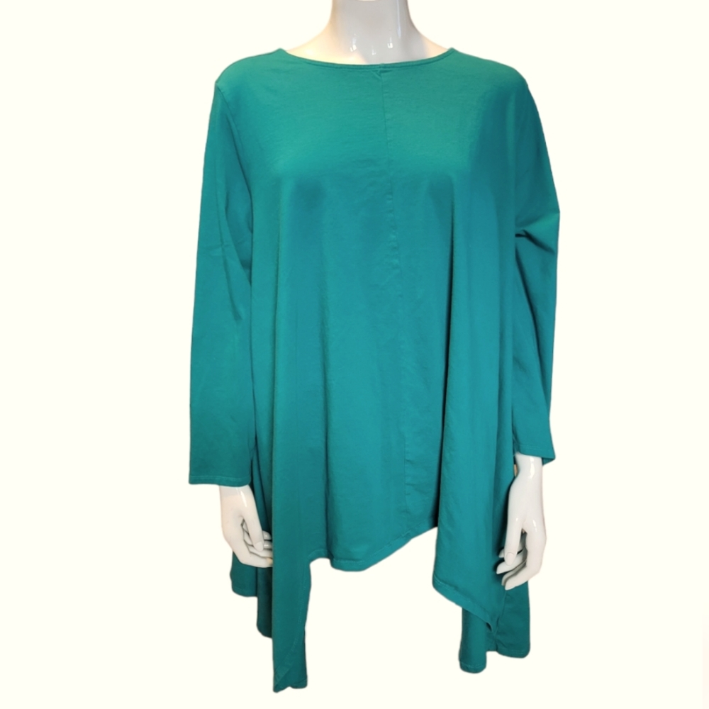 2X green flowy top